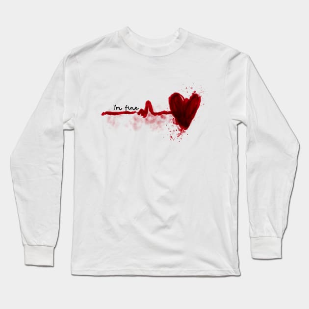 i'm fine heartbeat Long Sleeve T-Shirt by UnikRay